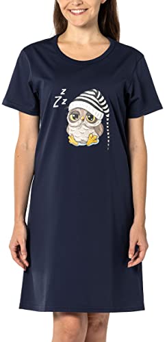 In One Clothing Damen Nachthemd mit Eulen Motivdruck (4XL, Eule Schlafmuetze) von In One Clothing