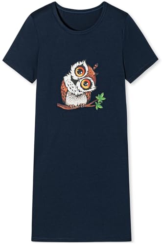 In One Clothing Mädchen Nachthemd mit kurzem Arm, weicher Single-Jersey aus 100% Bauwollle, mit Eulen oder Faultier Motivdruck - Eule AST 128 von In One Clothing