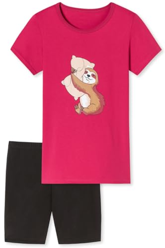 In One Clothing - Mädchen Schlafanzug kurz, weicher Single-Jersey aus 100% Baumwolle und Hose in Bermuda Form - Bordeaux Grösse 140 von In One Clothing