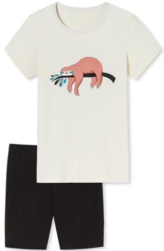 In One Clothing - Mädchen Schlafanzug kurz, weicher Single-Jersey aus 100% Baumwolle und Hose in Bermuda Form - Natur Grösse 176 von In One Clothing