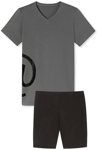 Jungen Schlafanzug kurz, weicher Single-Jersey aus 100% Baumwolle und Hose in Bermuda Form, mit Motiv @ in Graphit - Grösse 164 von In One Clothing
