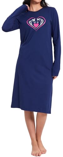 Mädchen Nachthemd aus europäische Produktion - weicher Single-Jersey aus 100% Baumwolle - mit Motiv I Love Horses in der Farbe dunkelblau - Grösse 104 von In One Clothing
