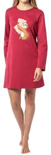Mädchen Nachthemd mit Faultier Motiv Faultier mit Kissen, in der Farbe Bordeaux - Grösse 152 von In One Clothing
