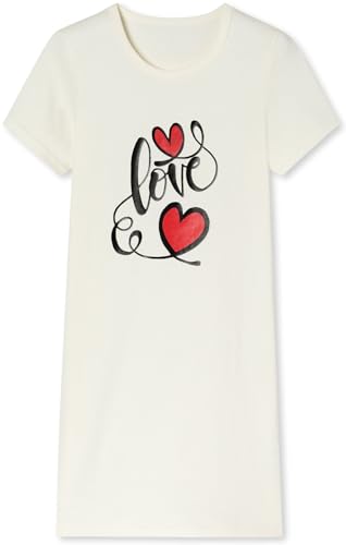 Mädchen Nachthemd mit kurzem Arm, weicher Single-Jersey aus 100% Bauwollle, mit Eulen oder Faultier Motivdruck - Motiv Love in der Farbe Natur Grösse 176 von In One Clothing