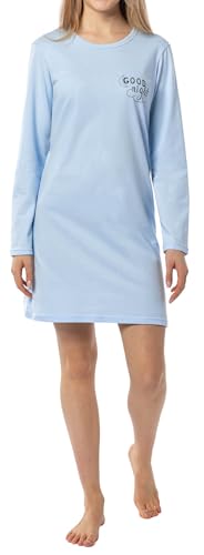 In One Clothing Mädchen Nachthemd mit langem Arm, weicher Singley Jersey aus 100% Baumwolle - mit Motiv Good Night - in der Farbe hellblau - Grösse 164 von In One Clothing