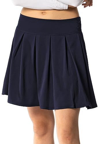 Mädchen Rock - klassischer Plissee Rock mit Innenshorts für Schule, Freizeit und Party - dunkelblau 176 von In One Clothing