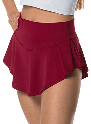 Minirock - sexy kurzer up and down Mini Rock mit Innenslip - Bordeaux XXL von In One Clothing