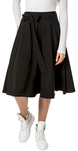 Retro Vintage Rock - luftig Leichter Rock mit Schleifen an den Seiten zum selber binden - schwarz Grösse XL von In One Clothing