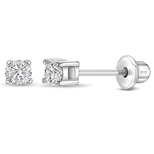 In Season Jewelry 925 Sterling Silber 2Mm Klar Cubic Zirkonia Baby Ohrringe Mit Schraubverschluss, Mädchen Solitär Ohrringe Mit Schraubverschluss Für Babys & Kleinkinder, Neu Gepiercte Kinder von In Season Jewelry