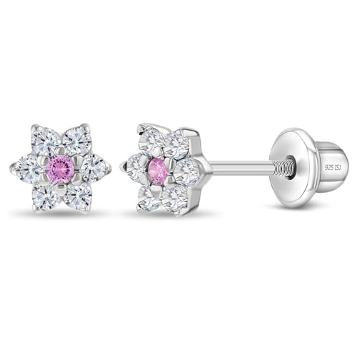 In Season Jewelry 925 Sterling Silber 5Mm Cz Pink & Klare Blume Schraubverschluss Kleinkind Ohrringe Bezaubernde Blumenohrringe Für Babys & Junges Mädchen Bestes Geschenk Geburtstage, Taufen, Ferien von In Season Jewelry