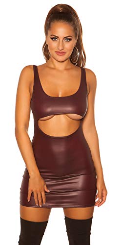 Koucla Kleid Wetlook Lederlook Underboob Minikleid Gogo (Bordeaux) von In-Stylefashion