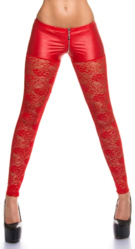 Sexy Koucla Spitzenleggings mit Reißverschluss, rot Sexy Koucla Spitzenleggings mit Reißverschluss, rot von In-Stylefashion
