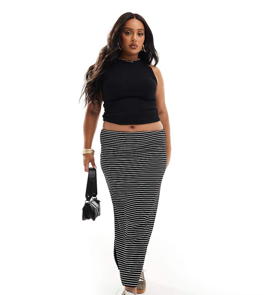 In The Style Plus - Wendbarer Bodycon-Midirock in Schwarz mit Streifen-Bunt In The Style Plus - Wendbarer Bodycon-Midirock in Schwarz mit Streifen-Bunt von In The Style Plus