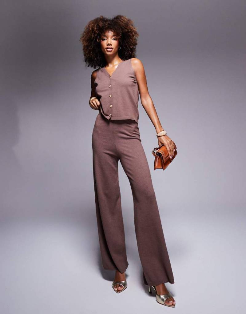 In The Style - Strick-Hose in Schokobraun mit weitem Schnitt, Kombiteil von In The Style