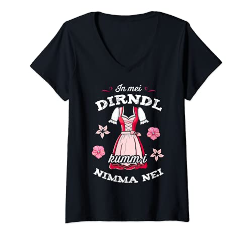 Damen Trachtenshirt In mei Dirndl kumm i nimma nei Ersatz Tracht T-Shirt mit V-Ausschnitt von In mei Dirndl kumm i nimma nei T-Shirt