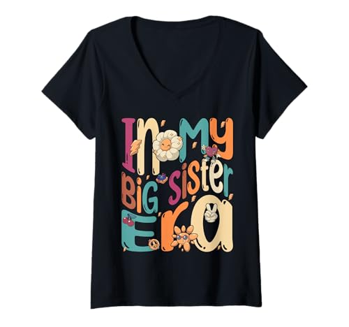 Damen In meiner großen Schwester -Ära Groovy Retro Neue große T-Shirt mit V-Ausschnitt Damen In meiner großen Schwester -Ära Groovy Retro Neue große T-Shirt mit V-Ausschnitt von In meiner großen Schwester -Ära Retro Groovy