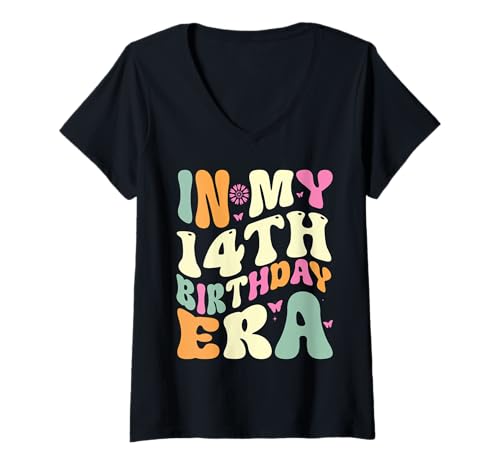 Damen In My 14th Birthday Era 14 Years Old Geburtstagsgeschenk T-Shirt mit V-Ausschnitt Damen In My 14th Birthday Era 14 Years Old Geburtstagsgeschenk T-Shirt mit V-Ausschnitt von In my Birthday Era Decorations tee