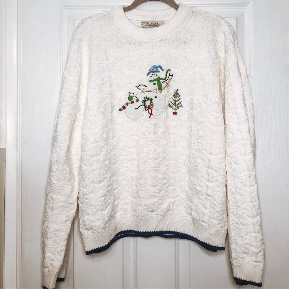 Vintage Ugly Christmas Cozy Schneemann Oversized Baumwollpullover 2xl von InABlueMoonCo