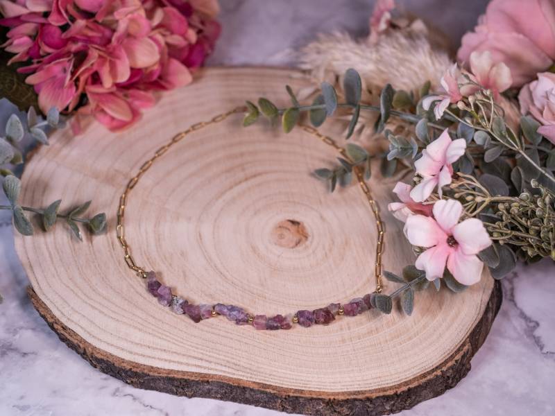 Kette Lepidolith Mit Turmalin | 14 K Gold Filled Persephone Kollektion von InAllenFacetten