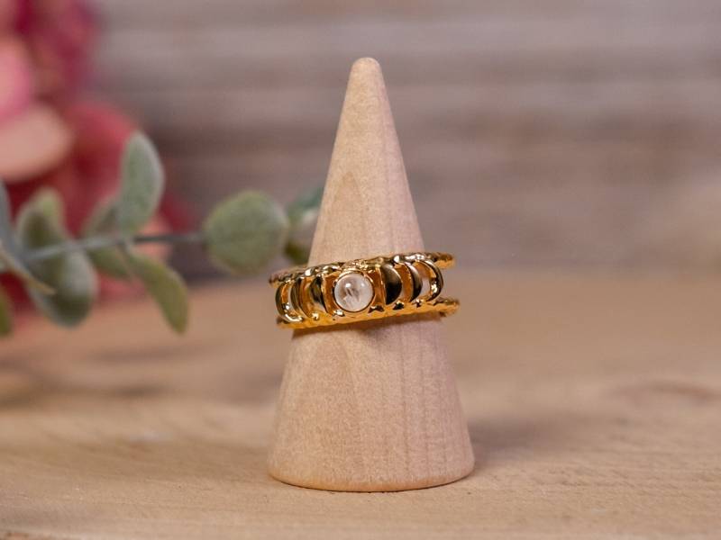 Ring Moon Phases | Mondstein Oder Labradorit Gold Plattiert von InAllenFacetten