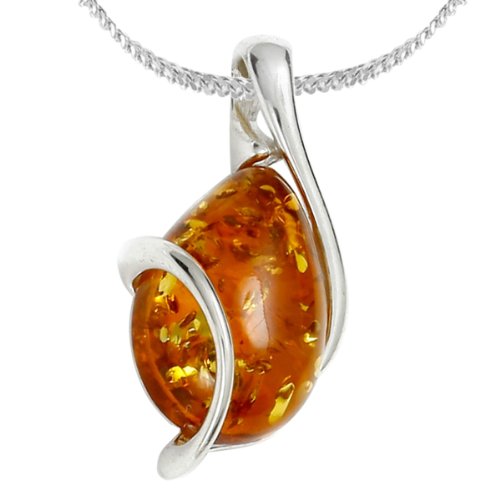 InCollections Damen-Anhänger 925/000 Sterlingsilber mit Bernstein inklusive Panzerkette 45 cm von INCOLLECTIONS