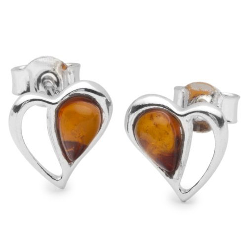 InCollections Damen-Ohrstecker 925/000 Sterlingsilber mit Bernstein, Herz 0010265010890 von INCOLLECTIONS