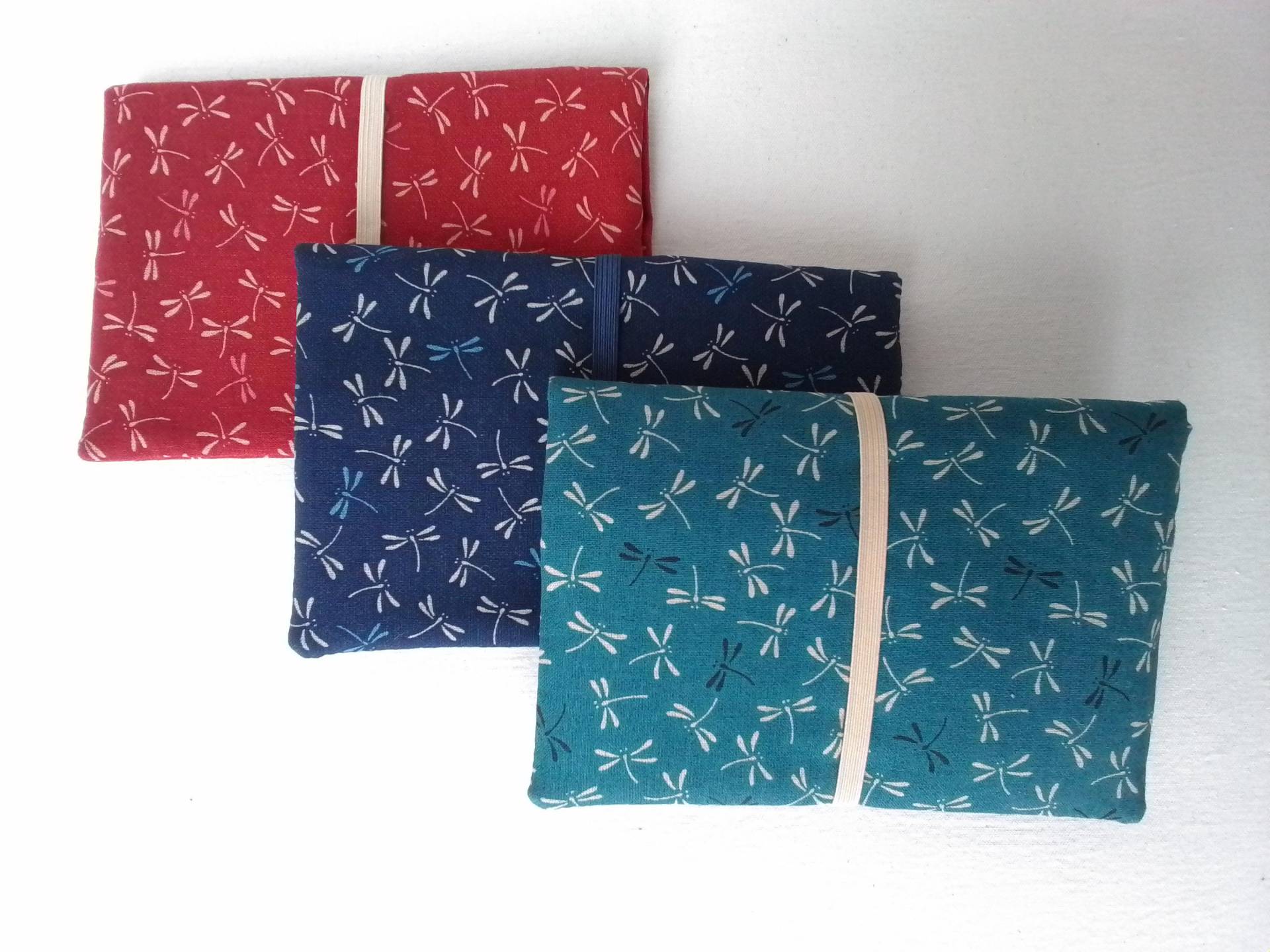 Tabakbeutel, Geldbörse Mit Reißverschluss Aus Baumwolle, Rot Oder Blau Türkis Libelle von InCorpo