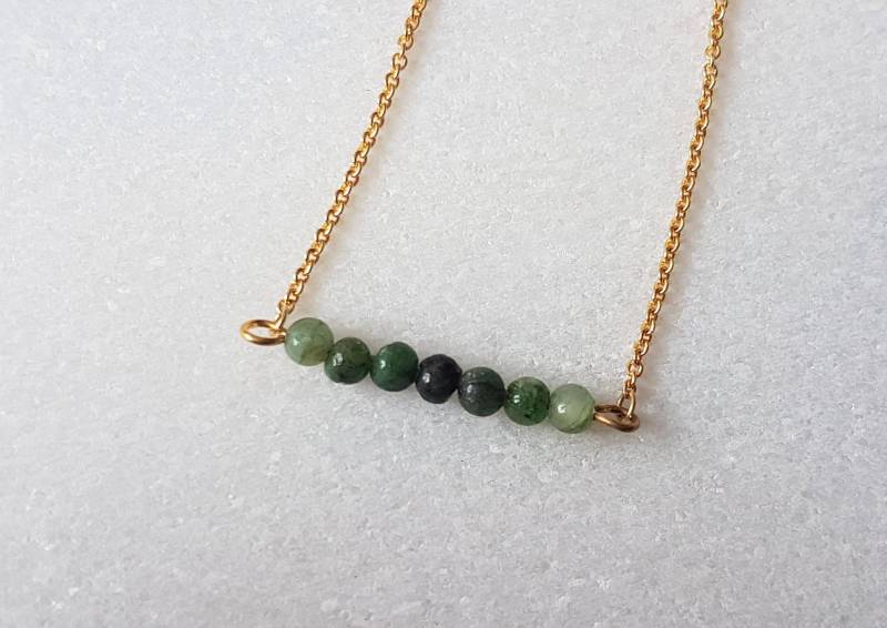 Edelstein Bar Halskette, Smaragd Ombre Perle Halskette Mai Birthstone Sterling Silber, Gold, Rose Gold Edelstein Bar Halskette, Smaragd Ombre Perle Halskette Mai Birthstone Sterling Silber, Gold, Rose Gold von InDaPendantJewellery