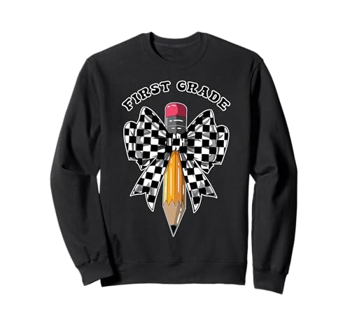 First Grade Coquette Checkered Back to School Teacher Kids Sweatshirt von InGENIUS Back to School Coquette Shirts & Gifts