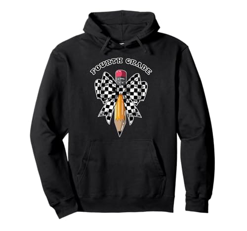 Fourth Grade Coquette Checkered Back to School Teacher Kids Pullover Hoodie von InGENIUS Back to School Coquette Shirts & Gifts