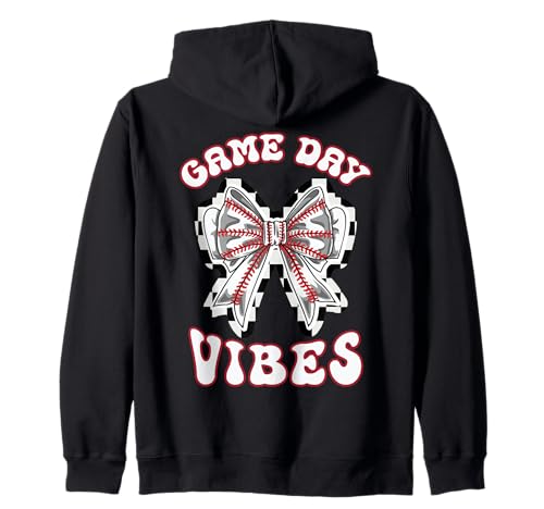 Baseball Mom Coquette Bow Game Day Vibes Checkered Mama Kapuzenjacke von InGENIUS Baseball Mom Shirts & Geschenke