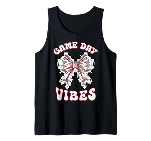 Baseball Mom Coquette Bow Game Day Vibes Checkered Mama Tank Top von InGENIUS Baseball Mom Shirts & Geschenke