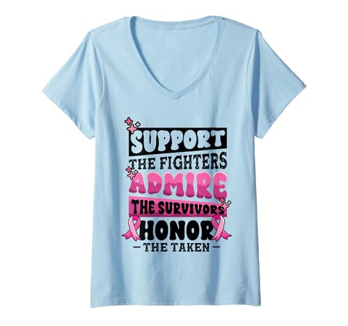 Damen Breast Cancer Awareness Support Fighters Survivors Wear Pink T-Shirt mit V-Ausschnitt Damen Breast Cancer Awareness Support Fighters Survivors Wear Pink T-Shirt mit V-Ausschnitt von InGENIUS Breast Cancer Awareness Shirts & Gifts