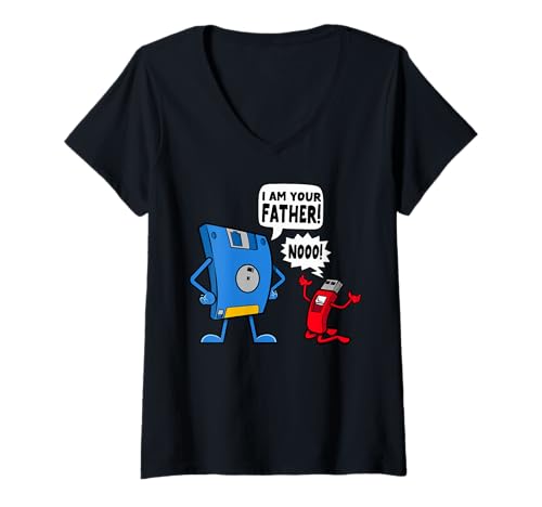 Damen Lustige Computer USB-Diskette Ihr Vater Geek Tech Nerd T-Shirt mit V-Ausschnitt Damen Lustige Computer USB-Diskette Ihr Vater Geek Tech Nerd T-Shirt mit V-Ausschnitt von InGENIUS Computer Geek Shirts & Geschenke