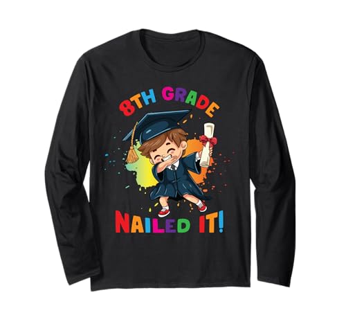 8. Klasse Graduierung Dabbing Boy Class Nailed it Grad Kids Langarmshirt von InGENIUS Dabbing Graduation Shirts & Geschenke