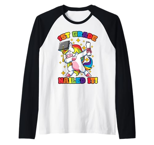 1. Klasse Graduation Dabbing Unicorn Klasse Nailed es Kinder Raglan von InGENIUS Dabbing Unicorn Graduation Shirts & Gifts