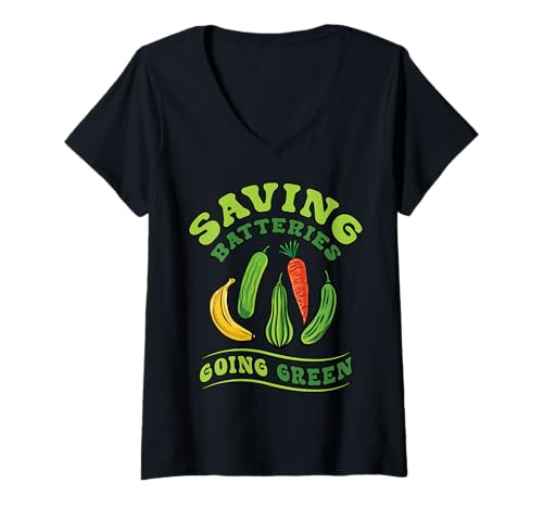 Damen Funny Saving Batteries Going Green Adult Humor Unangemessen T-Shirt mit V-Ausschnitt Damen Funny Saving Batteries Going Green Adult Humor Unangemessen T-Shirt mit V-Ausschnitt von InGENIUS Funny Adult Humor Shirts & Geschenke