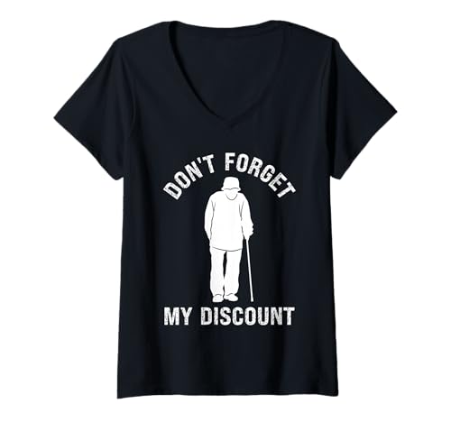 Damen Funny Senior Citizen Dont Forget My Discount Alte Menschen T-Shirt mit V-Ausschnitt Damen Funny Senior Citizen Dont Forget My Discount Alte Menschen T-Shirt mit V-Ausschnitt von InGENIUS Funny Senior Citizen Shirts & Geschenke