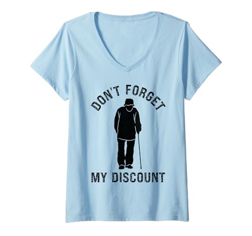 Damen Funny Senior Citizen Dont Forget My Discount Alte Menschen T-Shirt mit V-Ausschnitt Damen Funny Senior Citizen Dont Forget My Discount Alte Menschen T-Shirt mit V-Ausschnitt von InGENIUS Funny Senior Citizen Shirts & Geschenke