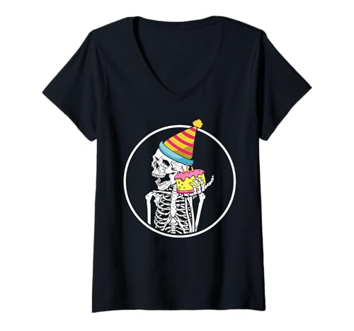 Damen Herzlichen Glückwunsch zum Geburtstag Halloween Skelett T-Shirt mit V-Ausschnitt Damen Herzlichen Glückwunsch zum Geburtstag Halloween Skelett T-Shirt mit V-Ausschnitt von InGENIUS Geburtstag Halloween Shirts & Geschenke
