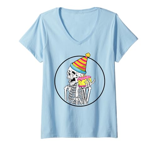 Damen Herzlichen Glückwunsch zum Geburtstag Halloween Skelett T-Shirt mit V-Ausschnitt Damen Herzlichen Glückwunsch zum Geburtstag Halloween Skelett T-Shirt mit V-Ausschnitt von InGENIUS Geburtstag Halloween Shirts & Geschenke