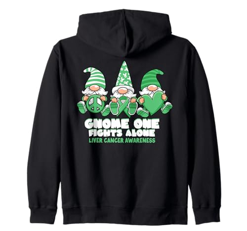 Leberkrebs-Bewusstsein Zwerg Man kämpft allein Grün tragen Kapuzenjacke von InGENIUS Gnome Awareness Shirts & Geschenke