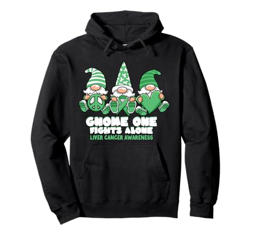 Leberkrebs-Bewusstsein Zwerg Man kämpft allein Grün tragen Pullover Hoodie von InGENIUS Gnome Awareness Shirts & Geschenke