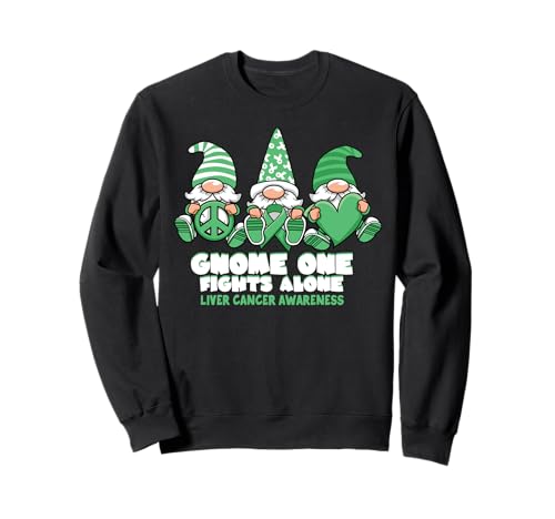 Leberkrebs-Bewusstsein Zwerg Man kämpft allein Grün tragen Sweatshirt von InGENIUS Gnome Awareness Shirts & Geschenke