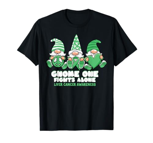 Leberkrebs-Bewusstsein Zwerg Man kämpft allein Grün tragen T-Shirt von InGENIUS Gnome Awareness Shirts & Geschenke