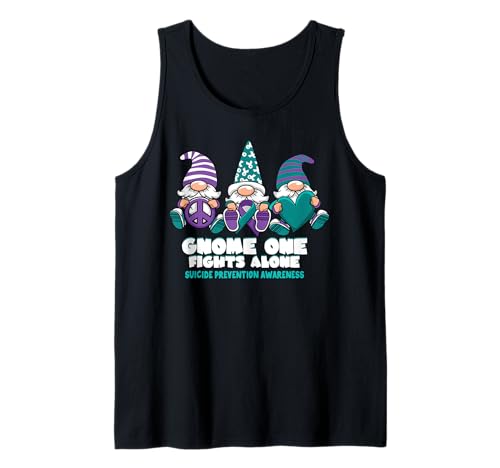 Suizidprävention Zwerg Man kämpft allein Tragen Sie Lila Tank Top von InGENIUS Gnome Awareness Shirts & Geschenke