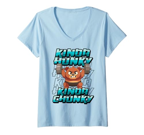 Damen Funny Gym Workout Kinda Chunky Hunky Fitness Bear Exercise T-Shirt mit V-Ausschnitt Damen Funny Gym Workout Kinda Chunky Hunky Fitness Bear Exercise T-Shirt mit V-Ausschnitt von InGENIUS Gym Workout Shirts & Geschenke