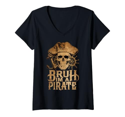 Damen Bruh Pirate Pretend Halloween Schädel lustig DIY faul Kostüm T-Shirt mit V-Ausschnitt Damen Bruh Pirate Pretend Halloween Schädel lustig DIY faul Kostüm T-Shirt mit V-Ausschnitt von InGENIUS Halloween Piraten Shirts & Geschenke