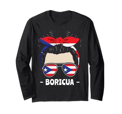 Boricua Mädchen Unordentliches Brötchen Hispanisches Erbe Langarmshirt von InGENIUS Hispanic Heritage Hemden & Geschenke