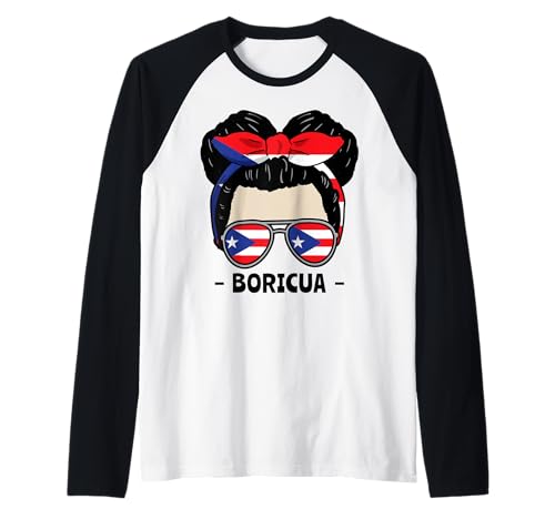 Boricua Mädchen Unordentliches Brötchen Hispanisches Erbe Raglan von InGENIUS Hispanic Heritage Hemden & Geschenke